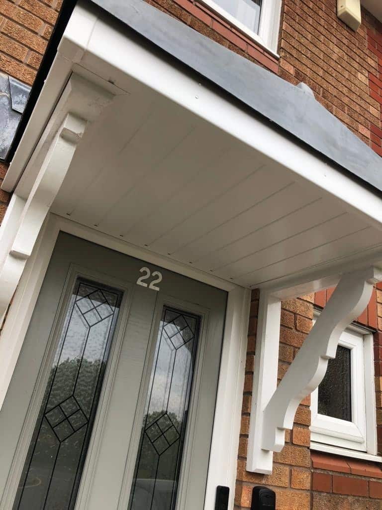 White fascia and soffit on front door overhang